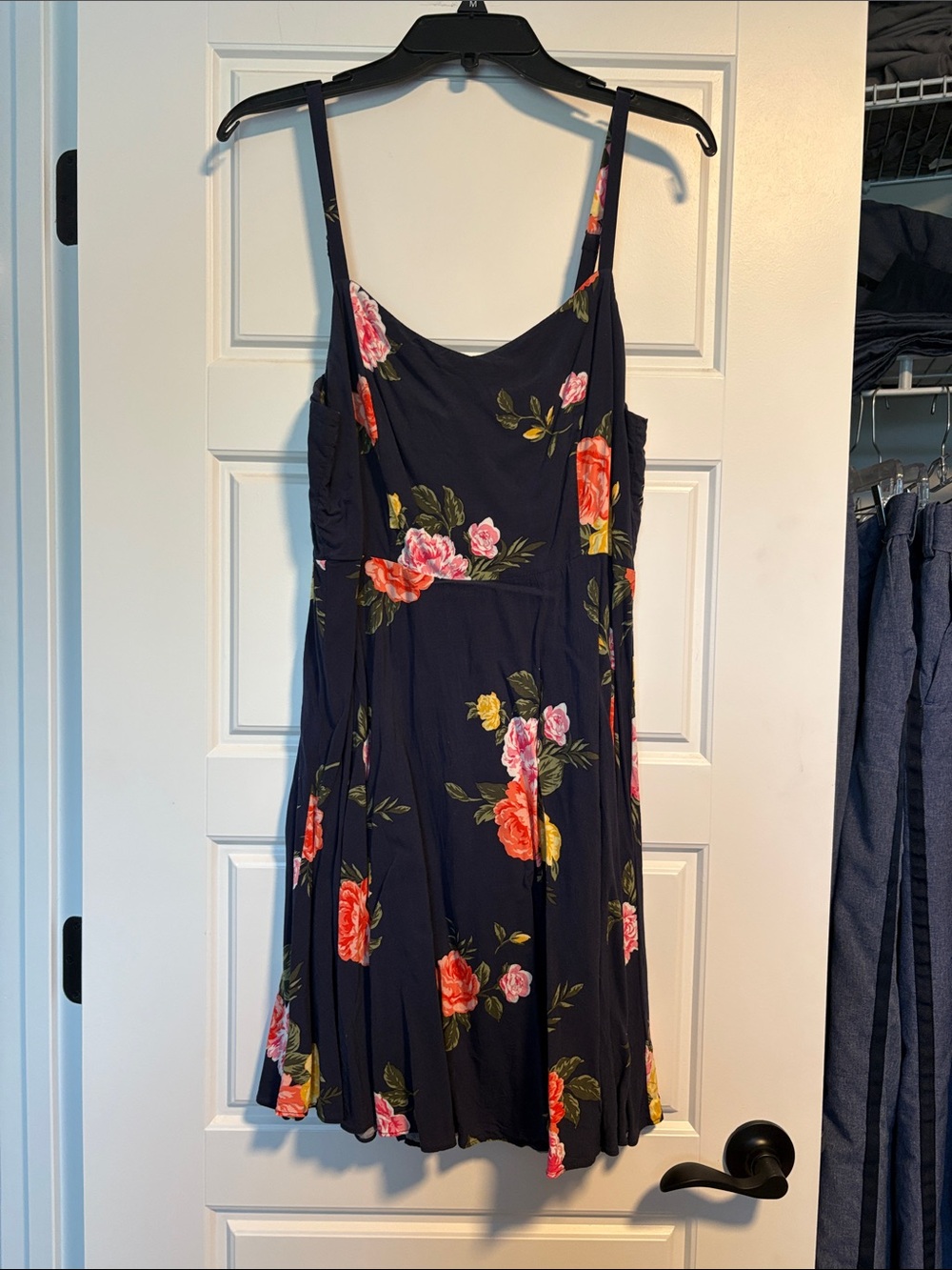 Floral Navy Spaghetti Strap Dress